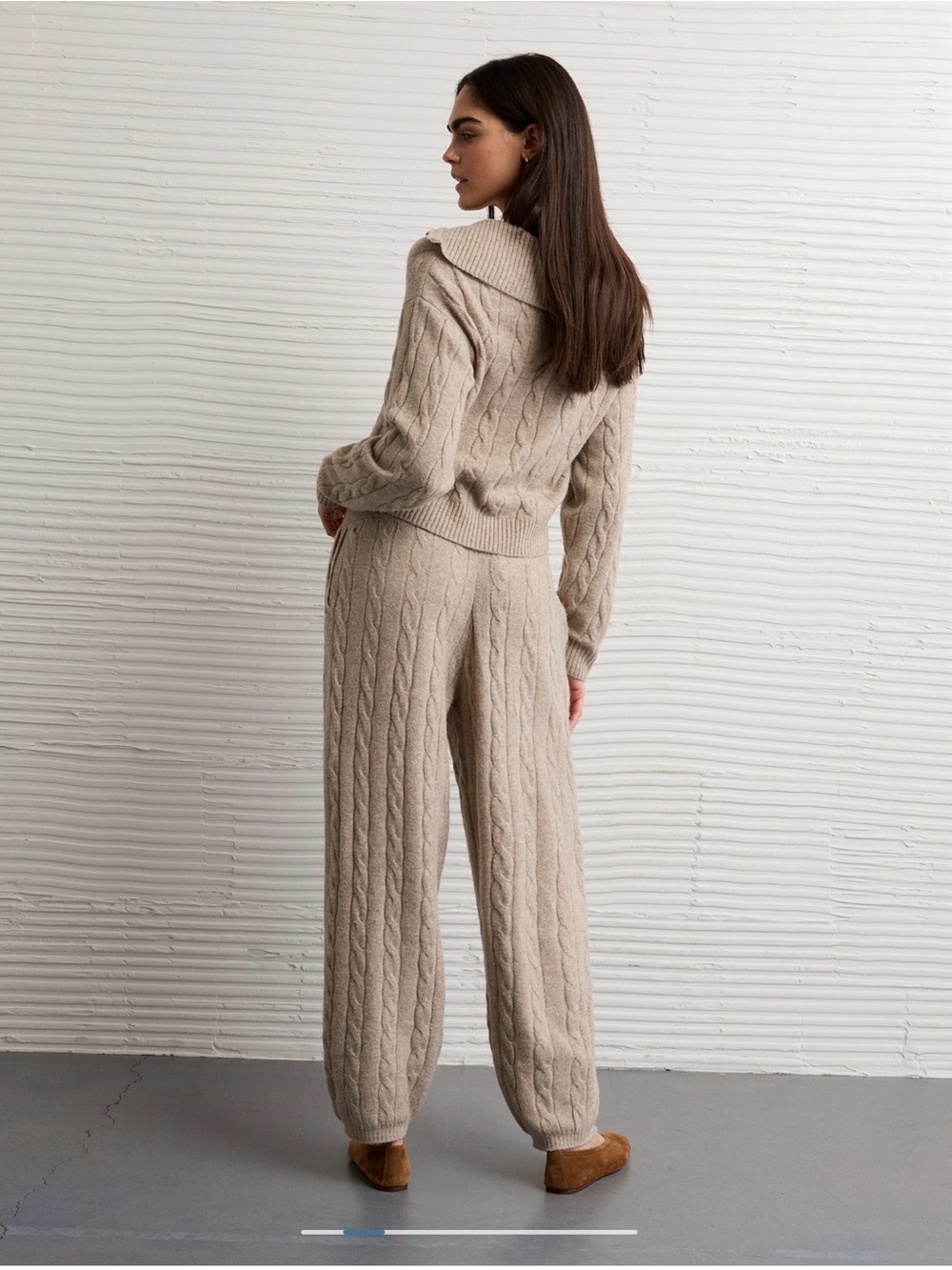 American Eagle Outfitters Beige Cable Knit Drawstring Pants - Picture 6 of 15